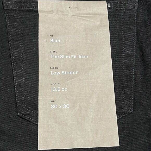 Everlane The Organic Cotton Slim Fit Jean Black Mens Size 30 x 30 NWT - Picture 8 of 9